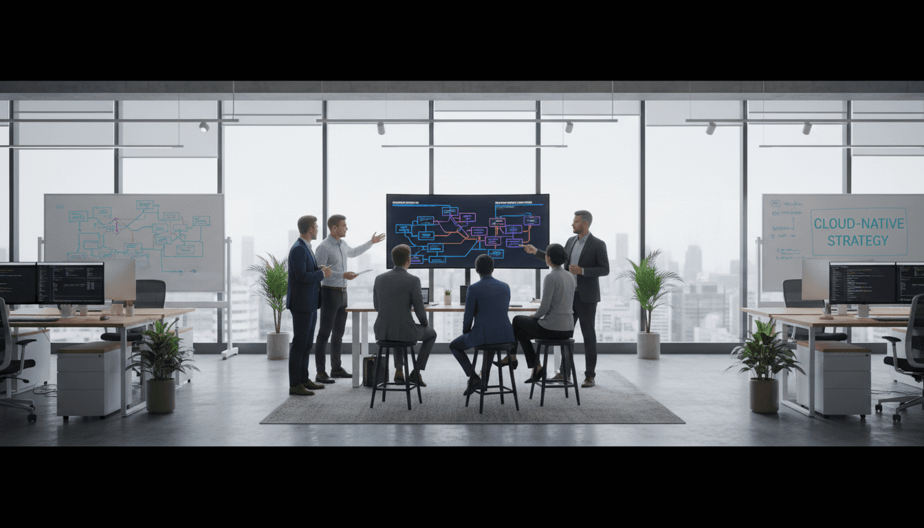 IT consulting team discussing cloud solutions